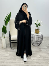 Black Premium Double Pipin Abaya Front Open (FREE SHIPPING NOW)